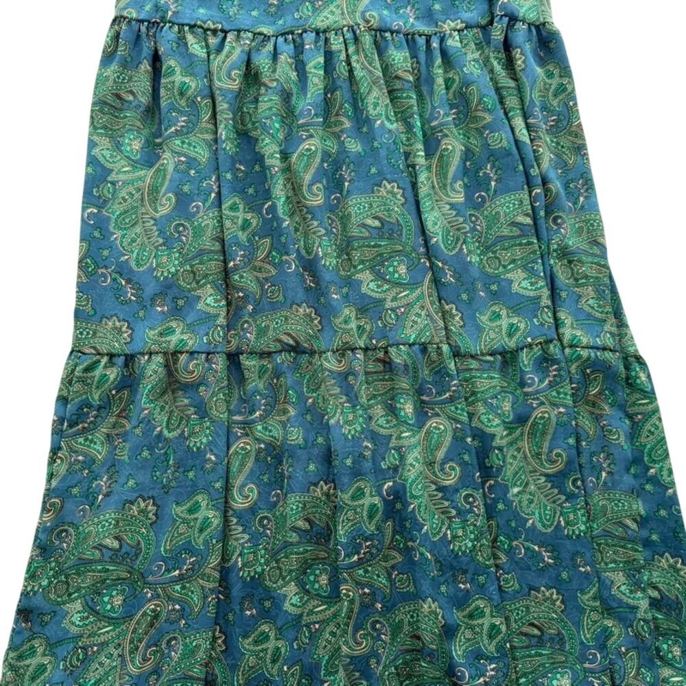 Paani Teal Floral Paisley Print Teal Green Blue Midi Dress Size Medium Sundress - Picture 3 of 5